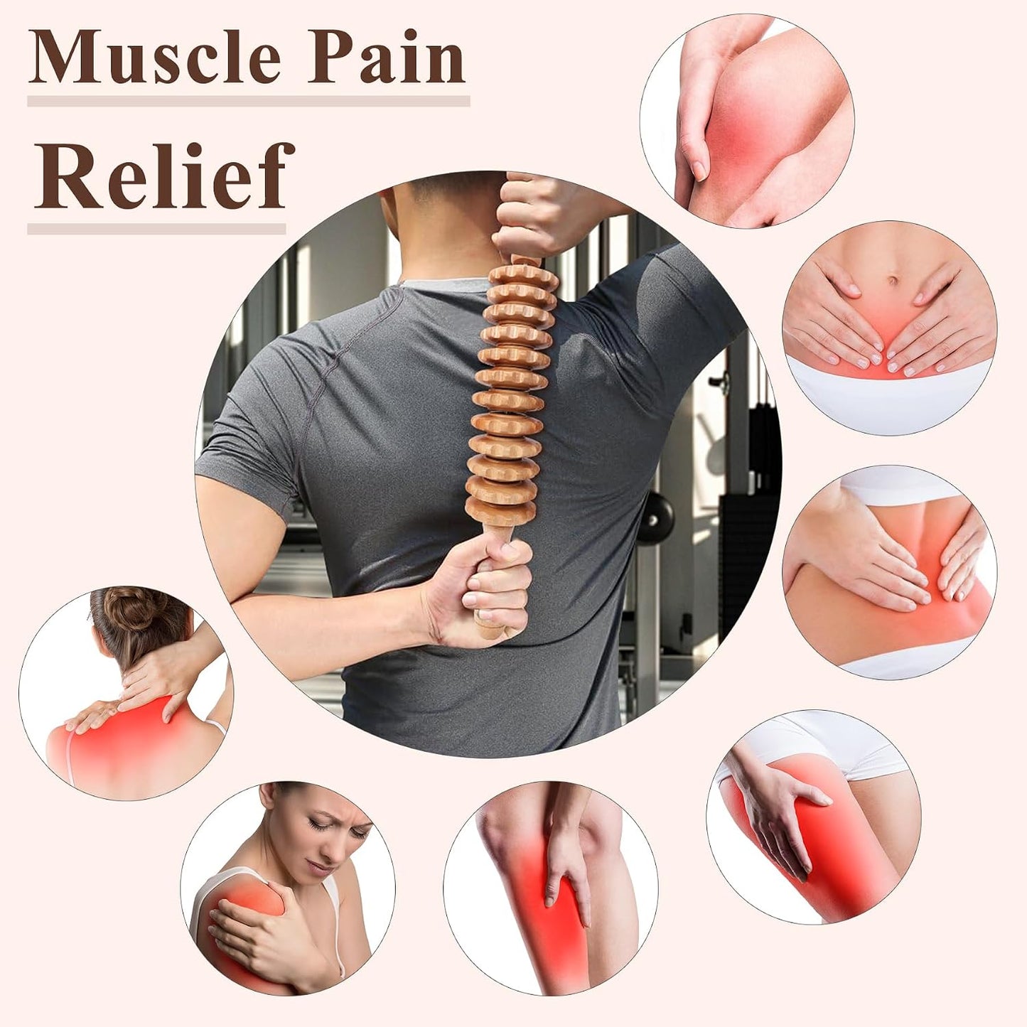 Xokocli Cellulite Massage Tool Wood Therapy Massage Tools Fascia Blaster Cellulite Roller Lymphatic Drainage Massager Deep Tissue Massage Stick for Legs Thighs Muscle Relief Recovery(White 12-Wheel)
