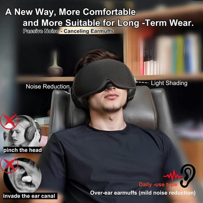 Noise Reduction Ear Muffs Eye Mask for Sleeping Set, Noise Cancelling Earmuffs 3D Light Blocking Sleep Mask Set