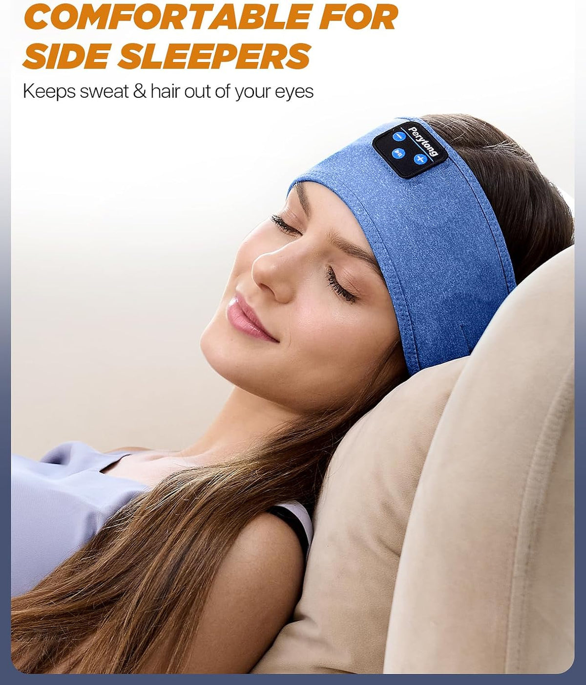 Perytong Sleep Headphones Bluetooth 5.4 Headband, Wireless Sleep Headphones for Side Sleepers - Sleeping Headband with Ultra-Thin Speaker Microphone Handsfree Gift Ideas for Women Men