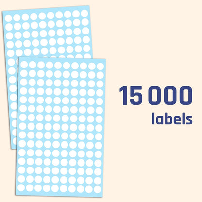 3000 Pieces, Small Colored Dot Round Stickers Labels - 10 Colors, 0.375"