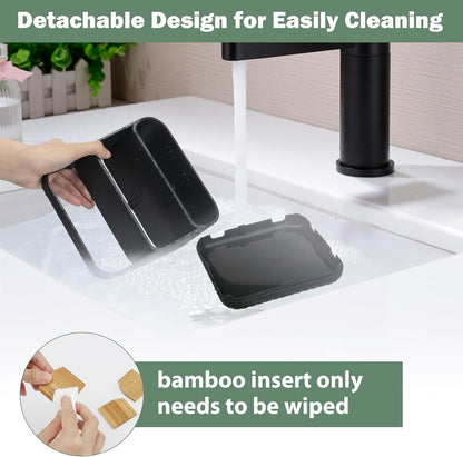 Toothbrush Holders for Bathrooms,6 Slots, Detachable for Easy Clean, White | Electric Toothbrush, with bamboo divider, drainage hole, BPA-free,bathroom,office,kictchen,vanity countertop organizer