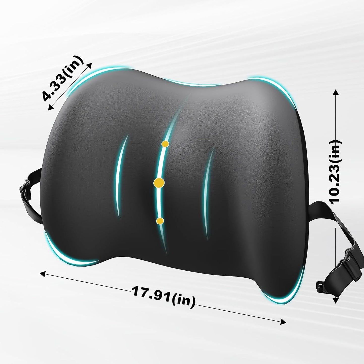 BYMECOST Lumbar Support Pillow for Car, Memory Foam Car Back Cushion | Car Seat Back Pillow for Driving, Adjustable Strap, Ergonomic Lower Back Support Pillow, Office Chairs and Wheelchairs