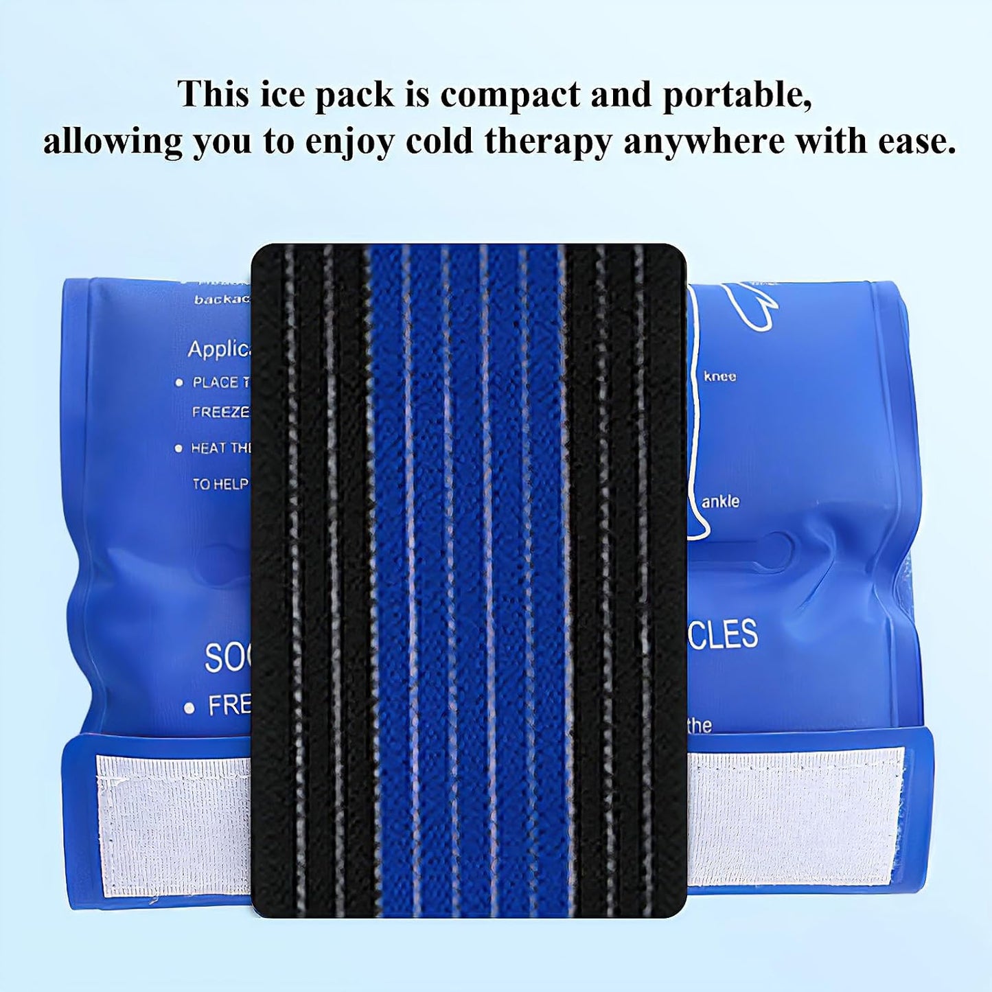 4-Pack Ice Pack Strap,Stretchable- 35.5"x3" Adjustable Hook and Loop Elastic Holder & Resuable Extender Belt for Secure Ice Pack Wrap, Blue