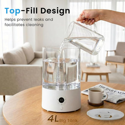 COWSAR Humidifier for Bedroom, 3L Top Fill Cool Mist Humidifier for Large Room, Easy to Fill & Clean, Quiet 22dB, Baby Humidifier, Nightlight, Timer/Sleep Mode, 360° Nozzle, Aromatherapy Tray, White