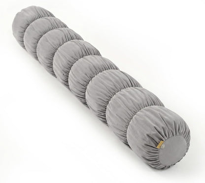 Pat. Pend. Long Bolster Pillow for Bed, Small Body Pillow for Adults, Soft Velvet Washable Cover, Cylinder Pillow for Side Sleepers and Leg Support(Misty White, 39"x 7.87")