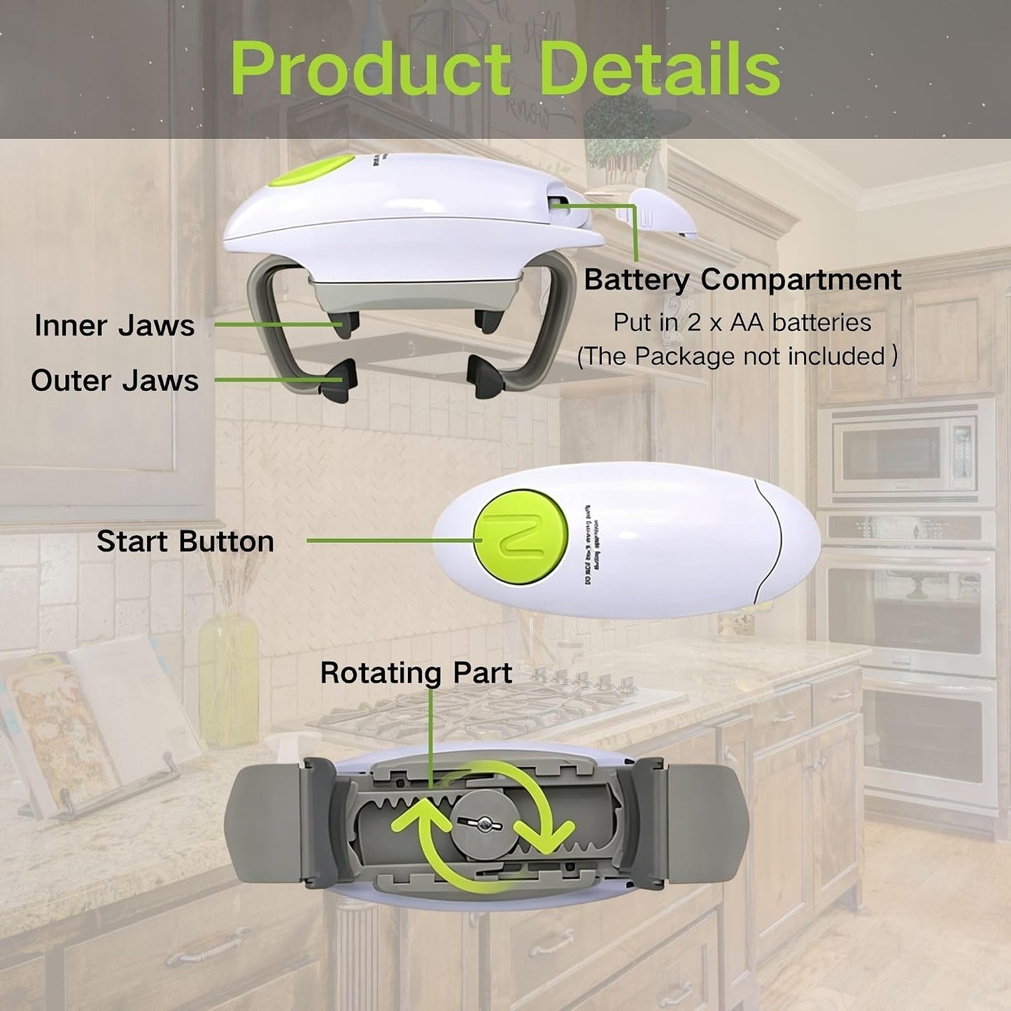 Electric Jar Opener, GotomRich Higher Torque Hands-Free Automatic Lid Opener for Seniors with Arthritis, One-Touch Battery Operated Jar & Bottle Opener Fits Most Jar Sizes (1.2"-3.5") for Weak Hands