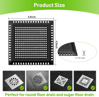 Aluvor Drain Hair Catcher,Shower Drain Cover Hair Catcher Shower Strainer | Square Shower Hair Drain Catcher for Bathroom Floor to Keep Away from Clogged Drain-No Rust!