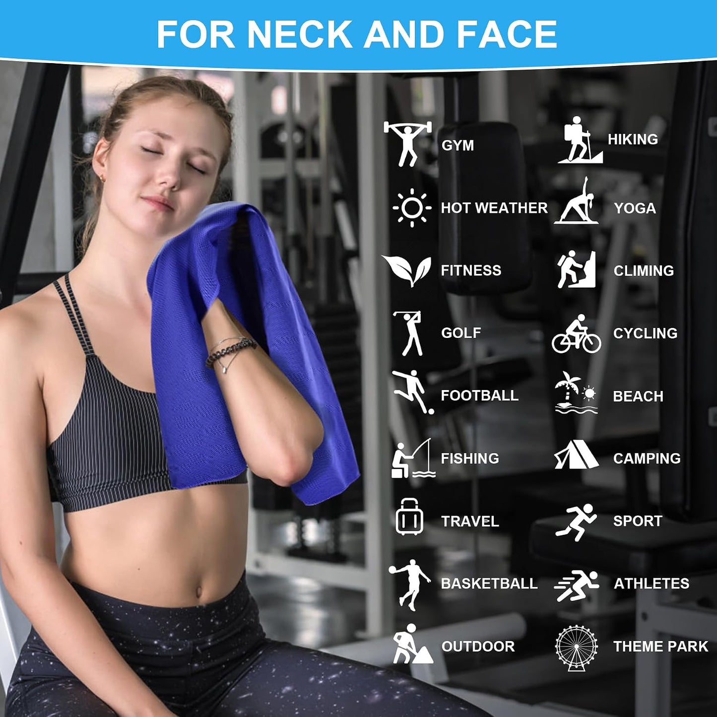 4 Pack Cooling Towels for Neck and Face(40"x12"), Cooling Neck Wraps, Ice Towel for Hot Weather, Soft Breathable Gym Towel, Cool Towel for Workout, Camping, Yoga, Sport, Running