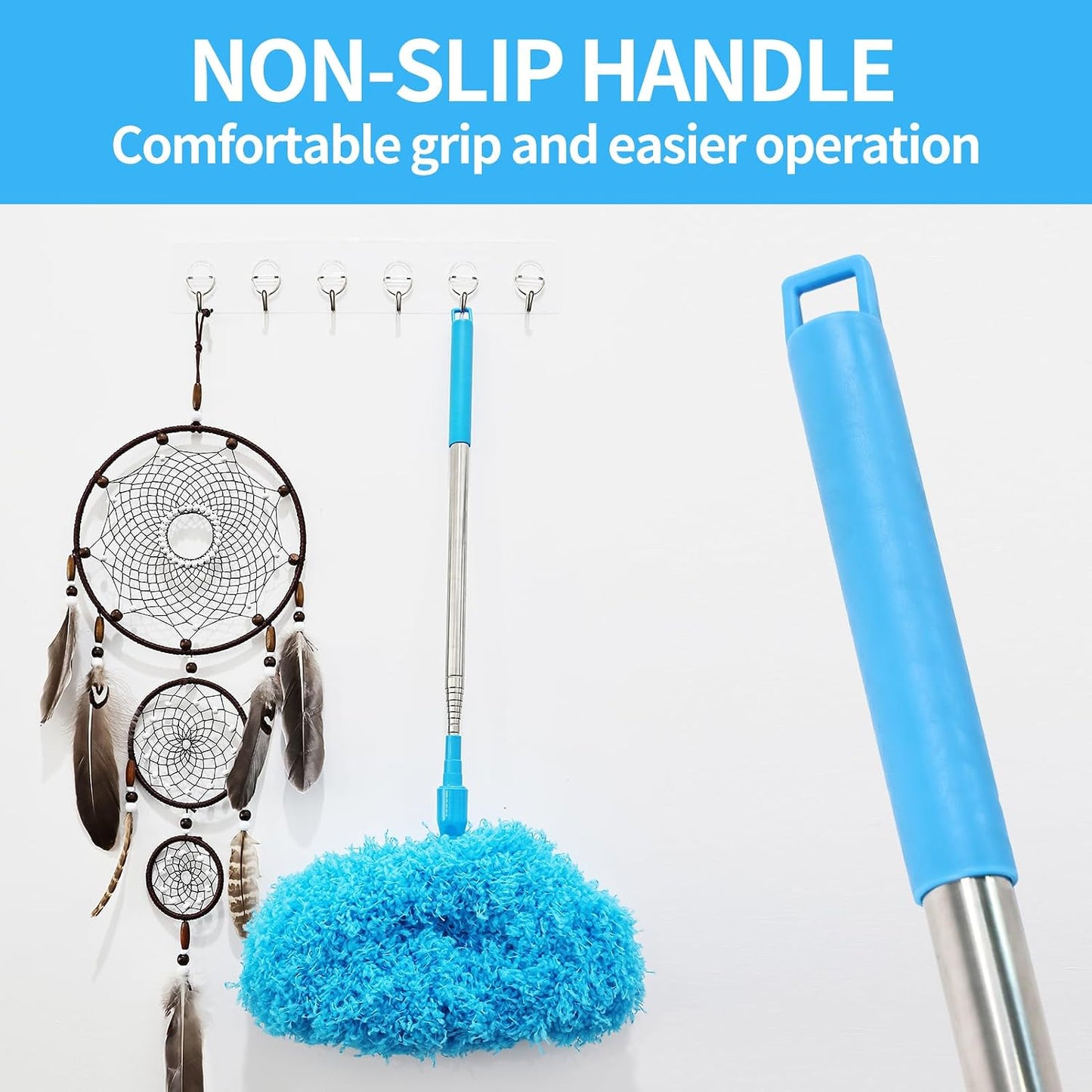 4PCS Microfiber Duster Kit, 3 in 1 Microfiber Dusters Retractable Gap Dust Cleaner and Chenille Duster with 83 inches Extra Long Extension Pole for Cleaning Ceiling Fan, High Ceiling