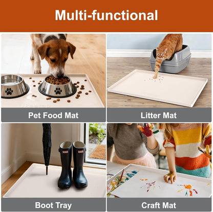 34" x 22" Extra Thick Silicone Mat Waterproof with Raised Edge, | Under Sink Mat for Kitchen & Bathroom, Kitchen Cabinet Liner, Multi-Purpose for Storage & Protection