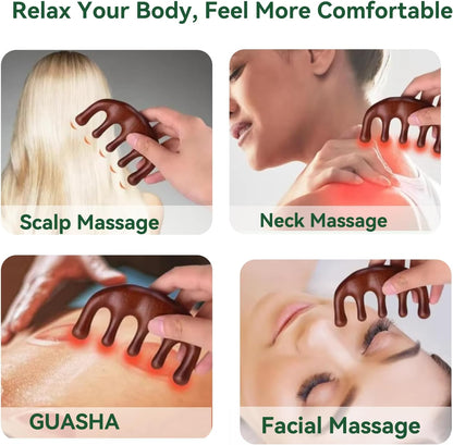 Wood Therapy Massage Tools – Wooden Manual Guasha Tool, Handheld Body & Scalp Massager, Trigger Point Scraper, Reflexology & Lymphatic Drainage Inspired Wooden Massage Tool for Face, Neck, Back & Legs