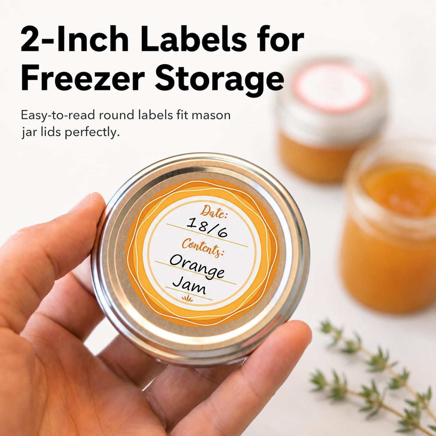 2" Mason Jar Canning Labels, 9 Colors, Microwave/Freezer Safe, 90 | Waterproof, removable stickers for glass or plastic. Easy to write on and removes with zero sticky residue.