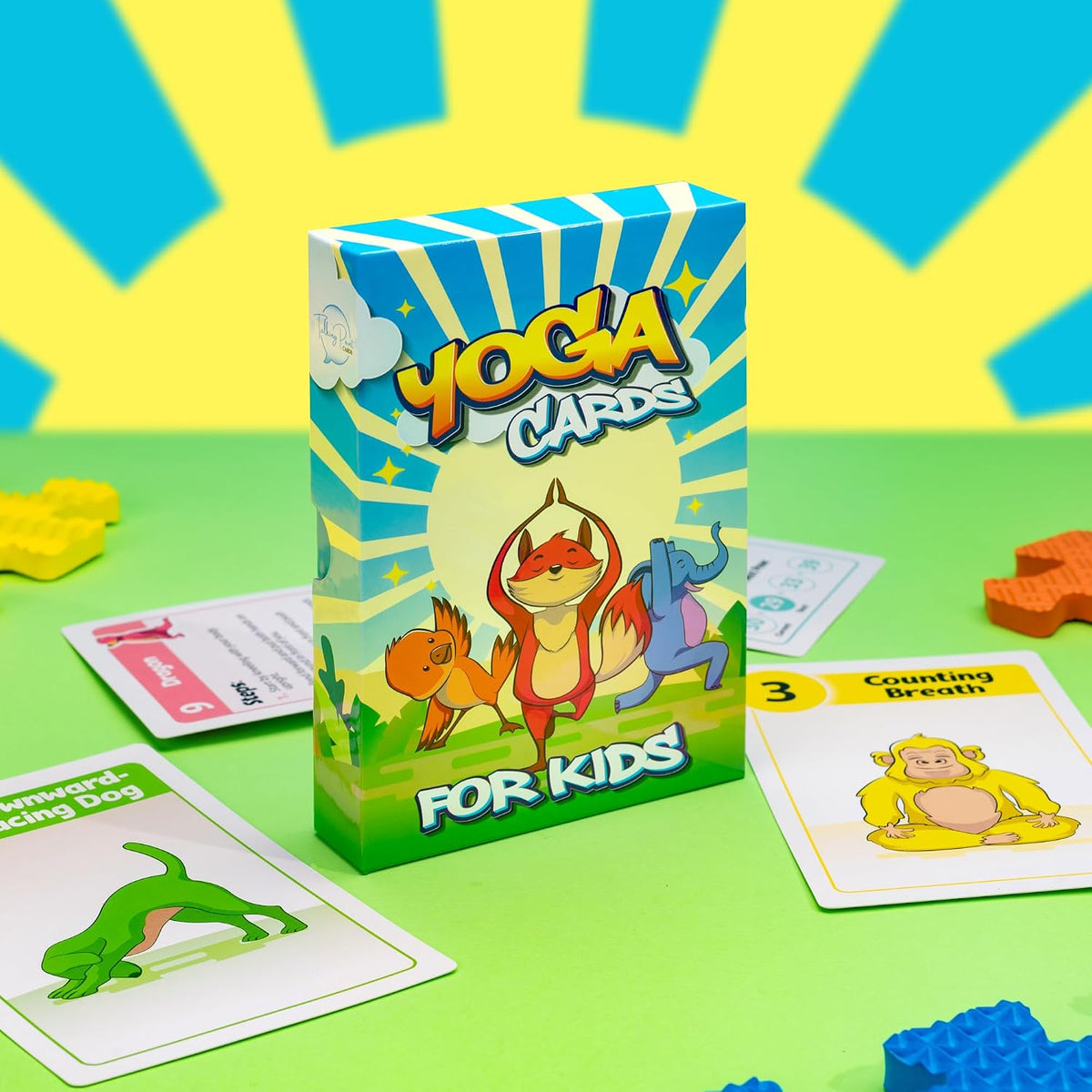 Yoga Cards for Kids, Age 5+, 44 Fun Animal Poses & Breathing Exercise Game