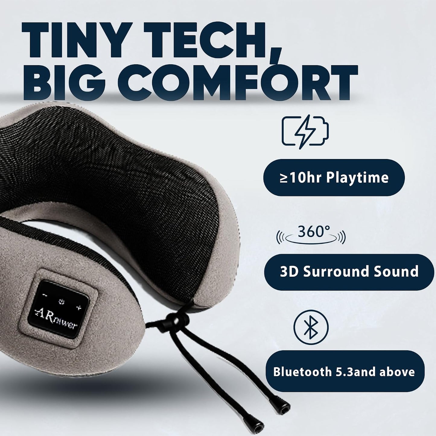 Bluetooth Music Semicircular Neck Pillow Wireless Bluetooth Speaker Suitable Airplane,Bus,Train,Car,Office,and Outdoor Camping for Sleeping, Resting The Best Travel Essentials. (Black)