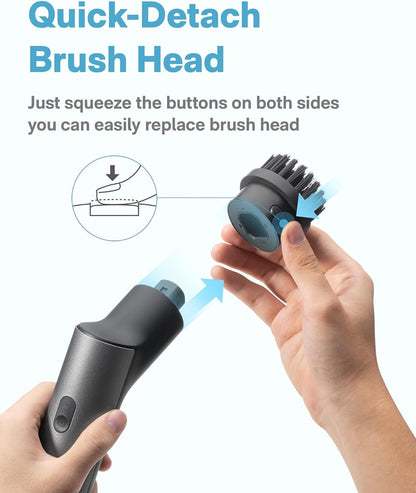HOTO Cordless Electric Spin Scrubber, 6 Brush Heads, for Bathroom, Tile | IPX7 Full Body Waterproof Bathroom Cleaning Brush, Max 22 in-lb, Shower Scrubber Brush with Long Handle