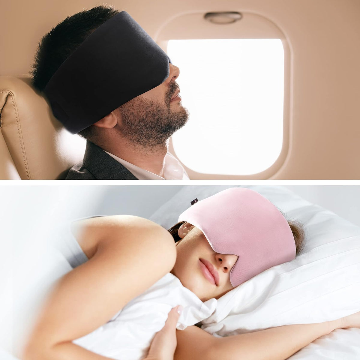 FRESHME Pure Handmade Cotton Sleep Mask - Blackout Eye Mask with Adjustable Velcro Soft and Comfortable Eye Blinder Shade for Men Women Travel Office Nap Airplane Blue