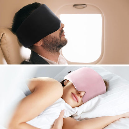FRESHME Pure Handmade Cotton Sleep Mask - Blackout Eye Mask with Adjustable Velcro Soft and Comfortable Eye Blinder Shade for Men Women Travel Office Nap Airplane Blue