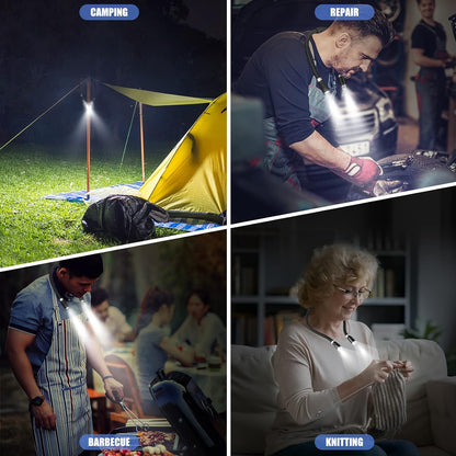 LEDGLE Neck Book Light for Reading Rechargeable,Long Arm,6 Brightness-Black