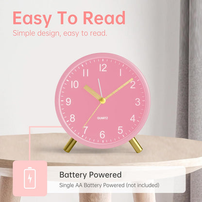JALL Analog Alarm Clock, 4 inch Super Silent Non Ticking Small Clock with Night Light, Battery Operated, Simple Design, Old Fashioned Style Ideal Decor, for Bedroom, Bedside, Desk, Adult, Gift, Green