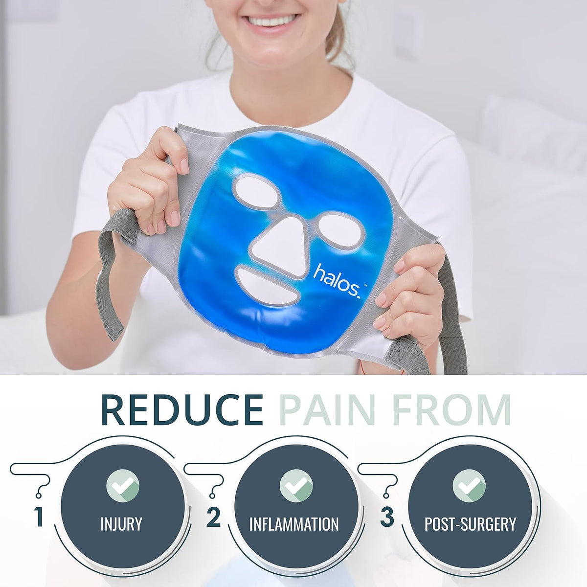 MyHalos Ice Face Mask, Cooling Gel Pack for Migraine, Swelling & Puffiness