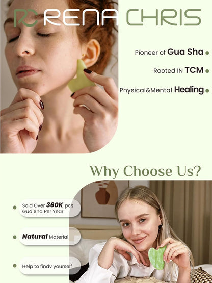 Rena Chris Gua Sha Facial Tools, Stainless Steel Guasha Tool for Acupuncture, Manual Massage Tool for Jawline Sculpting and Puffiness Reducing, Gua Sha Facial Massage Tool, Skin-Care Gift (Silver) | Face Massage Tool for Jawline Sculpting, Puffiness