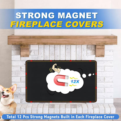 Fireplace Cover, Draft Stopper for Brick Fireplace, Fireplace Flue Blocker, Indoor Fireplace Blanket for Heat Loss, Winter and Summer, Black, 36x20 Inches