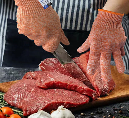 Cutting Gloves, Food Grade Level 5 Protection, Safety Kitchen Cut Gloves for Oyster Shucking, Fish Fillet Processing, Mandolin Slicing, Meat Cutting and Wood Carving. (Violet-Medium 2 Pairs)