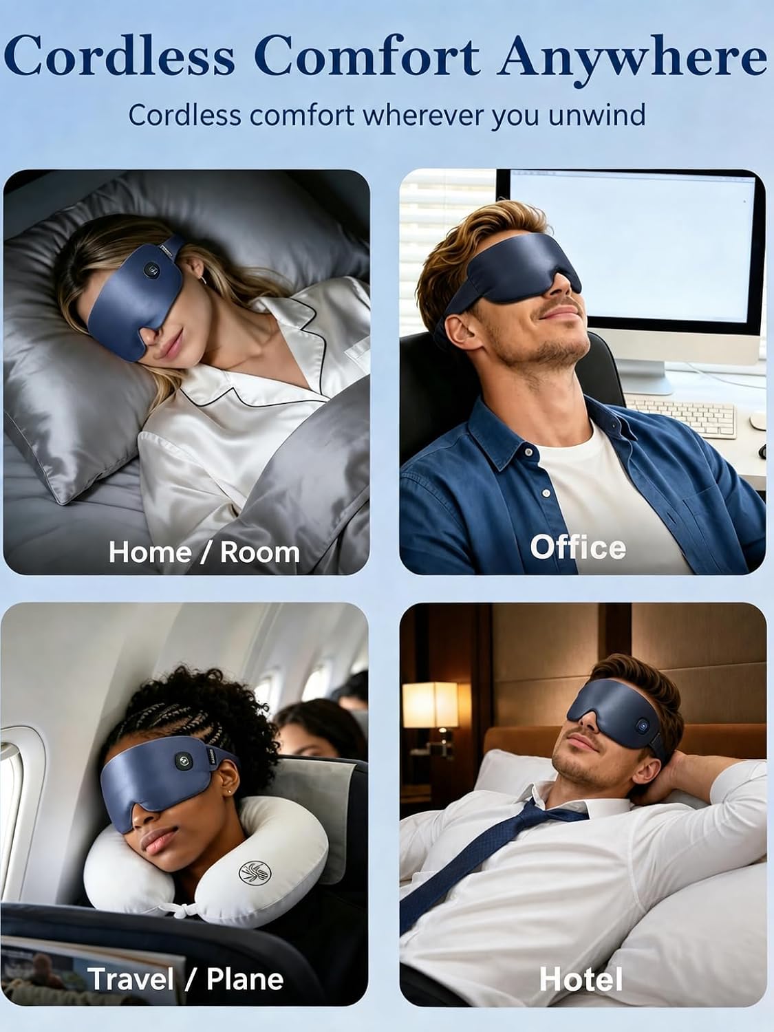 Heated Eye Mask for Dry Eyes Silk Cordless Warm Eye Compress Daily Eye Care | Soothing Relief for Migraine & Tired Eyes, Multi Scene Use for Home Office Travel, Rechargeable & Washable,FSA Eligible HSA