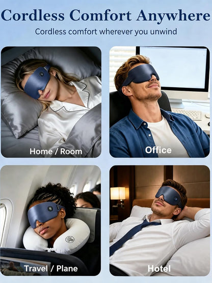 Heated Eye Mask for Dry Eyes Silk Cordless Warm Eye Compress Daily Eye Care | Soothing Relief for Migraine & Tired Eyes, Multi Scene Use for Home Office Travel, Rechargeable & Washable,FSA Eligible HSA