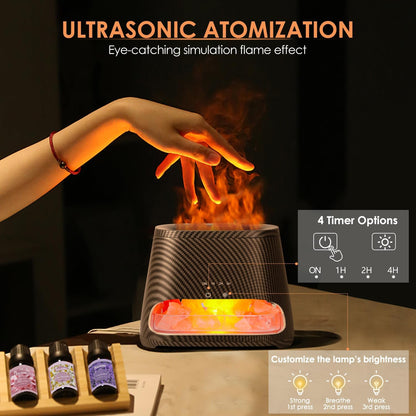SALKING 2-in-1 Ultrasonic Essential Oil Diffuser & Himalayan Salt Lamp, Aromatherapy Diffuser Cool Mist Humidifier with Auto Off Function, 100% Pure Himalayan Pink Salt Rock, 150ml (Wooden Grain)