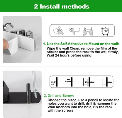 voze 5 Racks and 4 Hooks Mop and Broom Holder Wall Mount, Self Adhesive Heavy Duty Broom Hanger Organizer Storage Tool Racks for Kitchen Garden Laundry Garage
