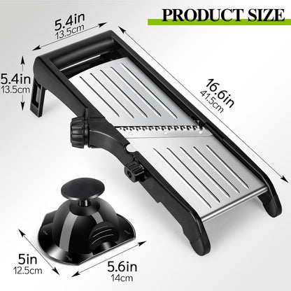 MASTERTOP Mandoline Slicer, 5 in 1 Mandoline Food Slicer, Dishwasher Safe | Stainless Steel Mandoline Slicer, Adjustable Vegetable Slicer for Fruit, Cheese, Send Cut Proof Gloves & Cleaning Brush