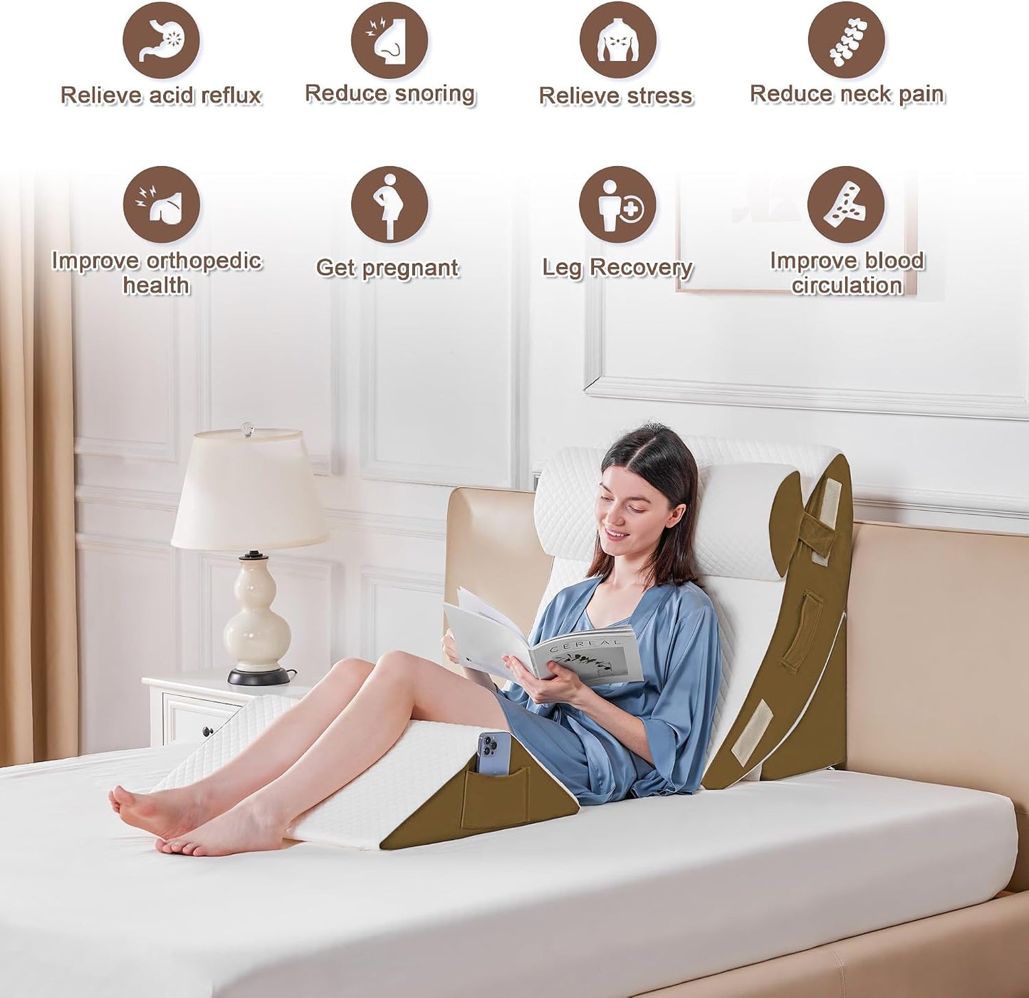 Yojoker Leg Elevation Pillows for Swelling, Memory Foam Wedge Pillow for Legs Blood Circulation, Leg Elevation Pillows for After Surgery, Knee Wedge Pillow for Sleeping Back Hip Ankles Relief