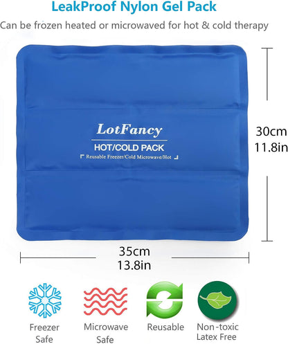 LotFancy Ice Pack for Injuries, Pack of 2, Reusable Hot Cold Pack for Therapy, Cooling or Heating Pad for First Aid, Back Shoulder Neck Head Feet Pain Relief, 11 x 5 Inches