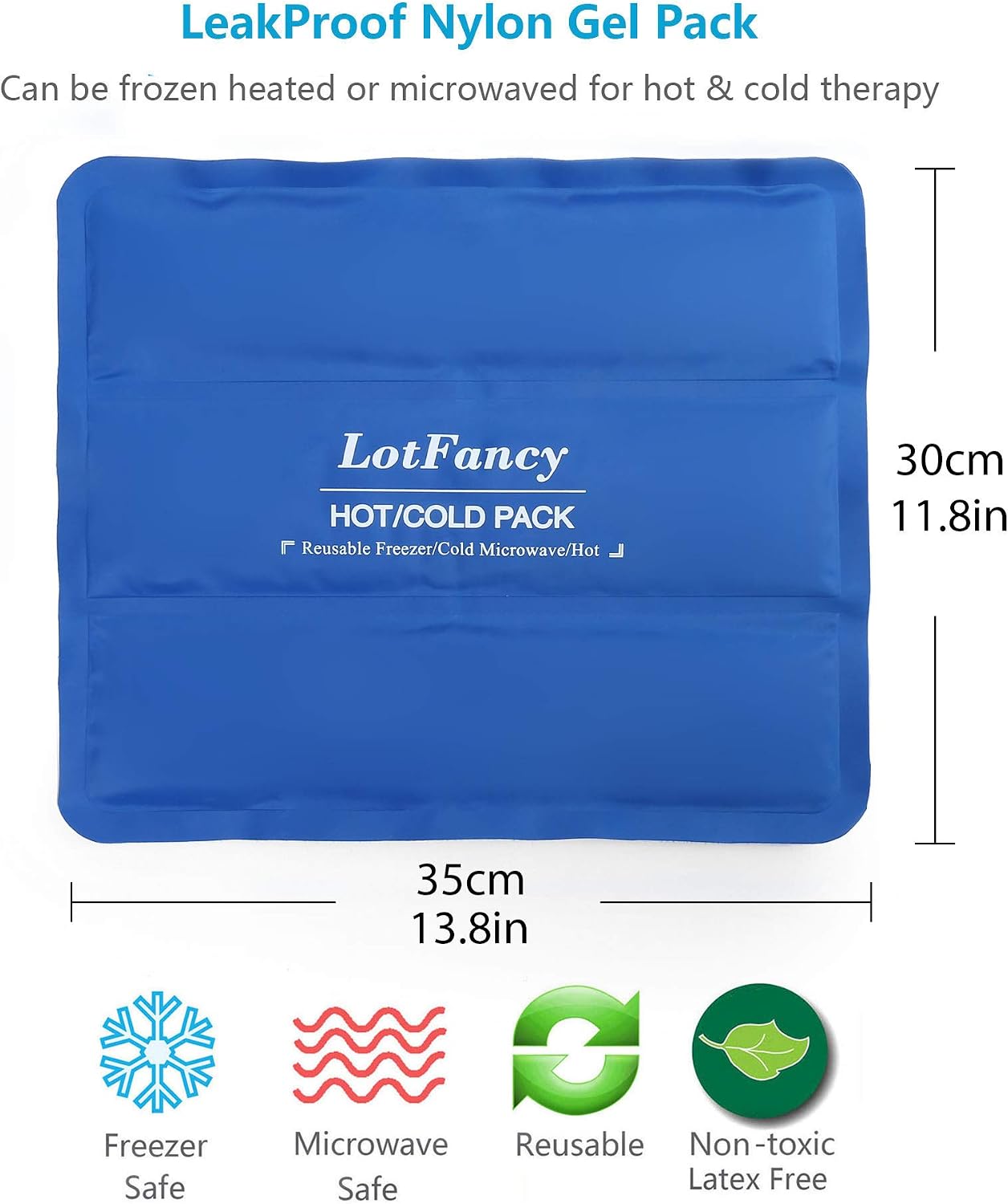 LotFancy Gel Ice Packs, 2pc Reusable Hot Cold Pack for Therapy, Heating Cooling Gel Pad, Pain Relief for Face, Head, TMJ, Wisdom Teeth, Oral Facial Surgery, Sport Injuries, Migraine, Muscle Joint