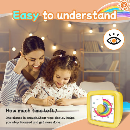 Visual Timer for Kids 60 Minute Countdown Clock – Silent Cube Timer with Rainbow Cloud Design, Plastic Kids Visual Timer, Toddler Timers for Classroom Home Kitchen Study Tools, Green