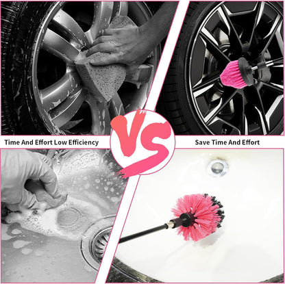 8 Pcs Drill Brush Attachment Set - Power Scrub Brush Kit | Brush Drill with Extend Long Attachmen - All Purpose Household Cleaning Brushes for Car, Grout, Floor, Tub, Bathroom