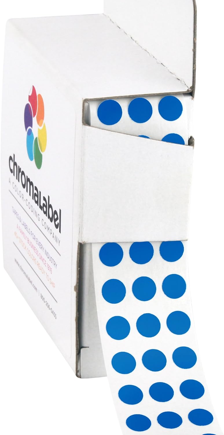 Dark Blue, Red & Yellow Dots, 1/4 Inch, 1000/Box Each Color | Writable Semi-Gloss Circle Labels in Dark Blue, Red and Yellow for Offices, Retail and Classrooms. Made in USA - Colors B
