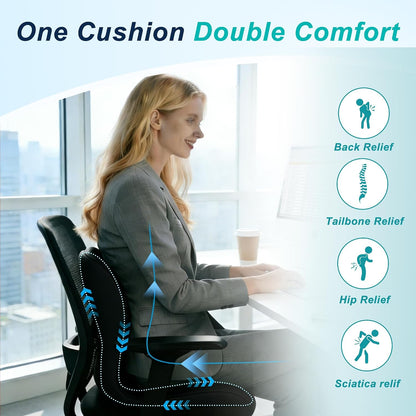 Seat Cushion for Office Chair, Ergonomic Cushion with Lumbar Support Pillow