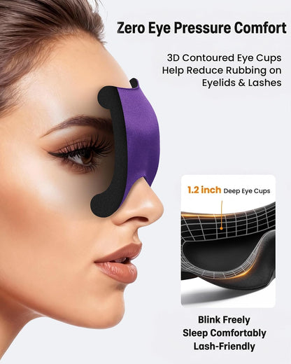 3 Pack Sleep Masks for Side Sleepers, True Blackout 3D Eye Mask for Sleeping, Zero Eye Pressure, Lash-Friendly, Adjustable Soft Eye Cover for Women Men, Travel Night Blindfold