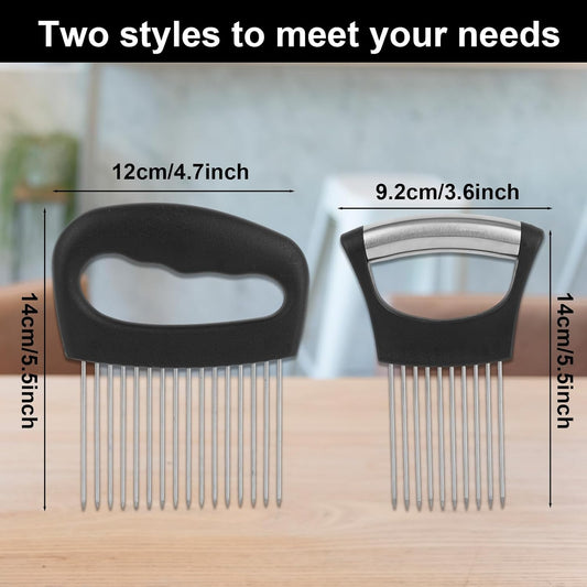 2pcs Onion Holder for Slicing, Extra-Large Onion Slicer Tool Kit with 16 Long Needles & 10 Long Needles Vegetable Chopper Cutter Kitchen Appliance Gadget Utensils for Tomatoes Potatoes Meat Tenderizer