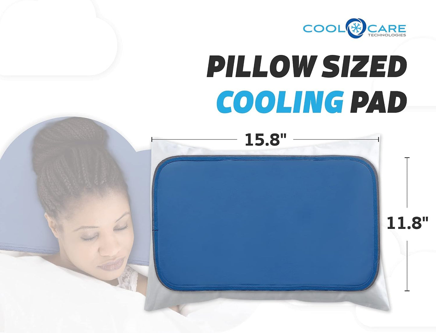Cool Care Technologies Cooling Pad for Bed - Pressure Activated Gel Provides Instant Relief - Ideal for Fevers, Hot Flashes, Night Sweats