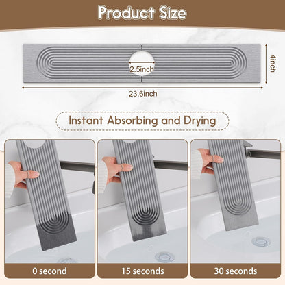 Faucet Mat for Kitchen Sink, Diatomite Quick Drying Tray , 15.8 Inch Kitchen Sink Splash Guard and Bathroom Stone Trays for Counter. Super Absorben.White.