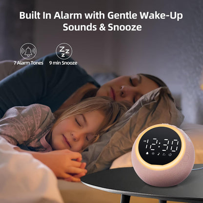 Smart Alarm Clock with White Noise & Night Light for Bedrooms