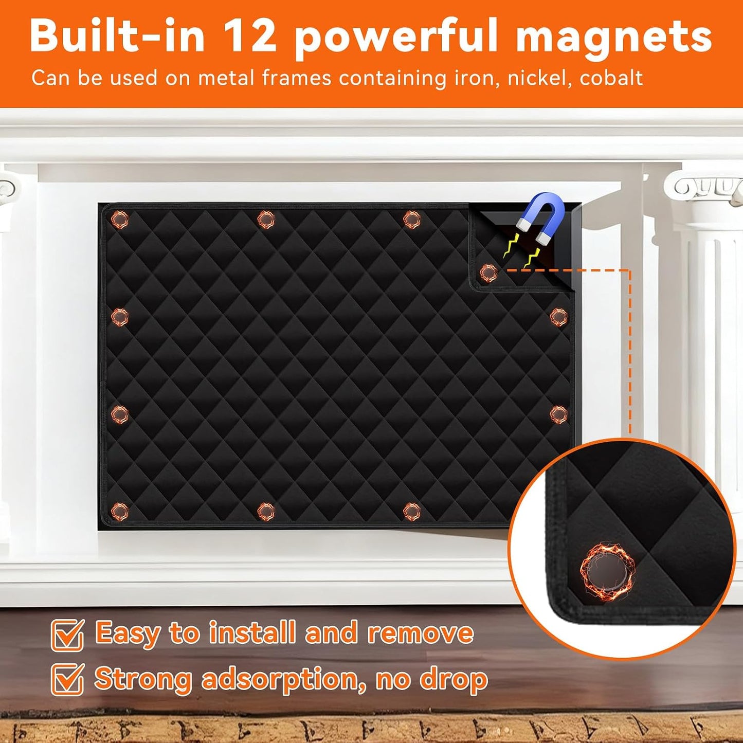 Magnetic Fireplace Draft Stopper Cover, Blocks Drafts & Heat Loss | 39.5x32 Inches, Stops Cold Drafts, Keeps Warm In, Energy Saving, Lowers Heating Cost, Magnetic, Fits Metal Fireplaces