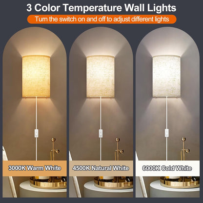 Battery Operated Rechargeable Wall Sconce Set of Two with 10000mAh Battery