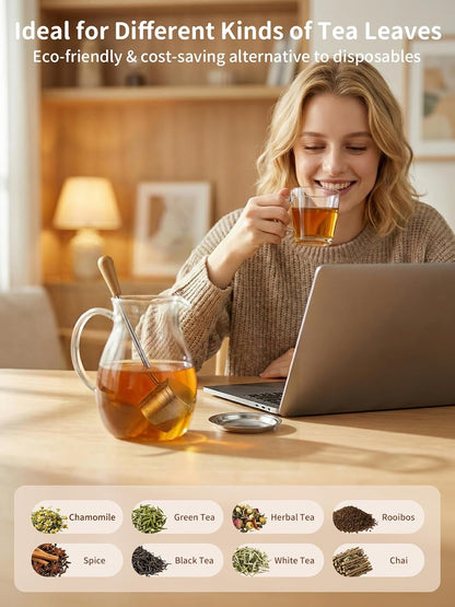 Tea Infuser for Loose Leaf Tea, Tea Scoop Infuser Fine Mesh Tea Strainers | 2-in-1 Tea Scoop & Tea Filter with Long Handle, Extra Fine Mesh Loose Leaf Tea Steeper, Tea Ball for Cup, Mug, Teapot, Kettle