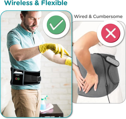 Comfytemp Cordless Heating Pad with Massager for Back, Gifts for Women Men | FSA Eligible HSA, Portable Lower Back Massager, Rechargeable Wireless Electric, Birthday Mom Dad Seniors 3 Heat 30mins, Grey