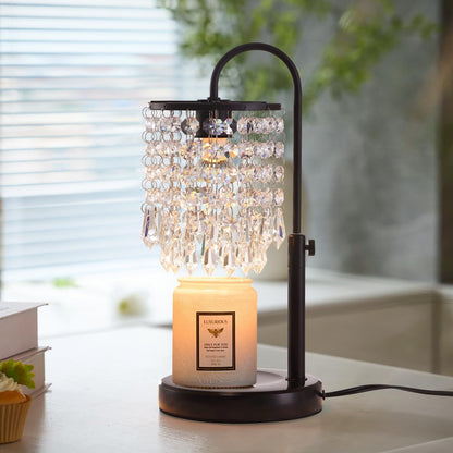 Candle Warmer Lamp with Timer Dimmer，2H/4H/8H Timer , Lamp Candle Warmer with Marble Base for Adjustable Height, Crystal Wax Melt Warmer for Jar Candles, House Warming Decor Gifts Mothers Day Gifts