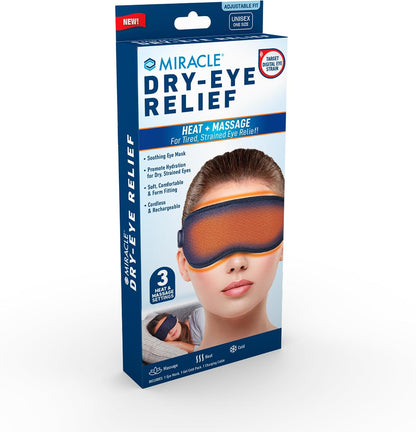 Miracle Eye Mask for Dry Eye Relief, Massaging Heated Eye Mask, Cordless & Rechargeable Warm Compress for Eyes, Gel Cold Pack Included, Soft & Comfortable, Helps Support Eye Strain